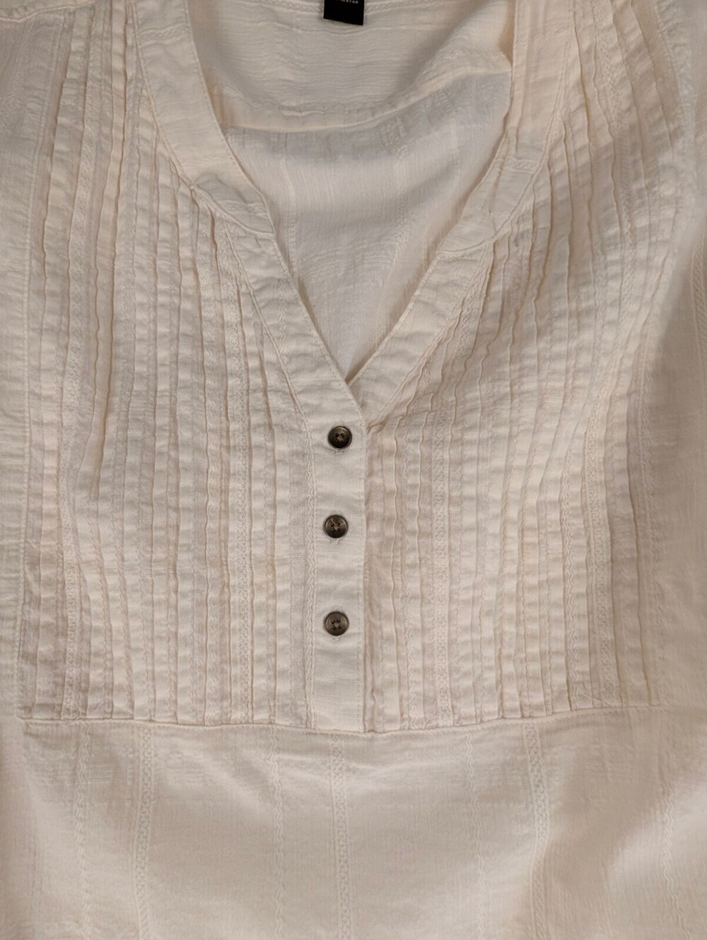 Bit & Bridle Women's Cotton Ivory Long Sleeve Pintuck Tunic Blouse 2XL - Picture 8 of 8